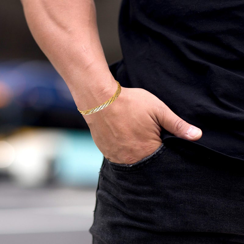 LIFETIME JEWELRY Vintage Flat Basket Weave Bracelet 24k Real Gold Plated for Women and Men (7mm & 13mm) (7mm, 9 inches) - Image 3